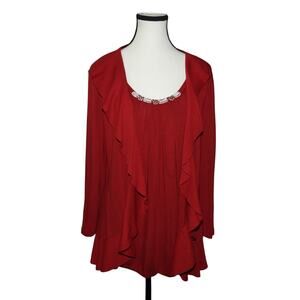 Cable and gauge long sleeve red blouse women’s size large